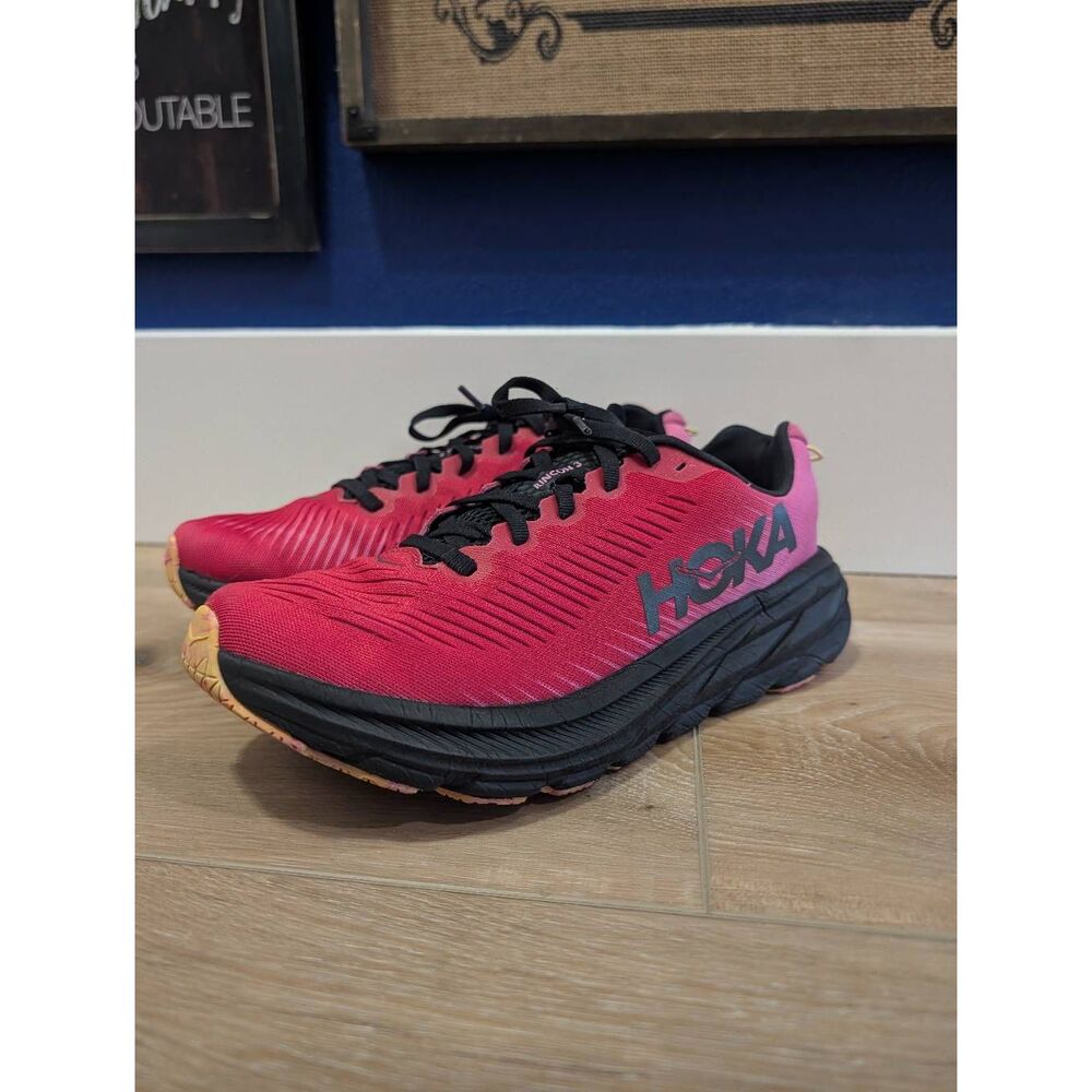 Hoka One One Rincon 3 Women’s 8.5 Pink Black Strawberry Raspberry EUC - Picture 5 of 10